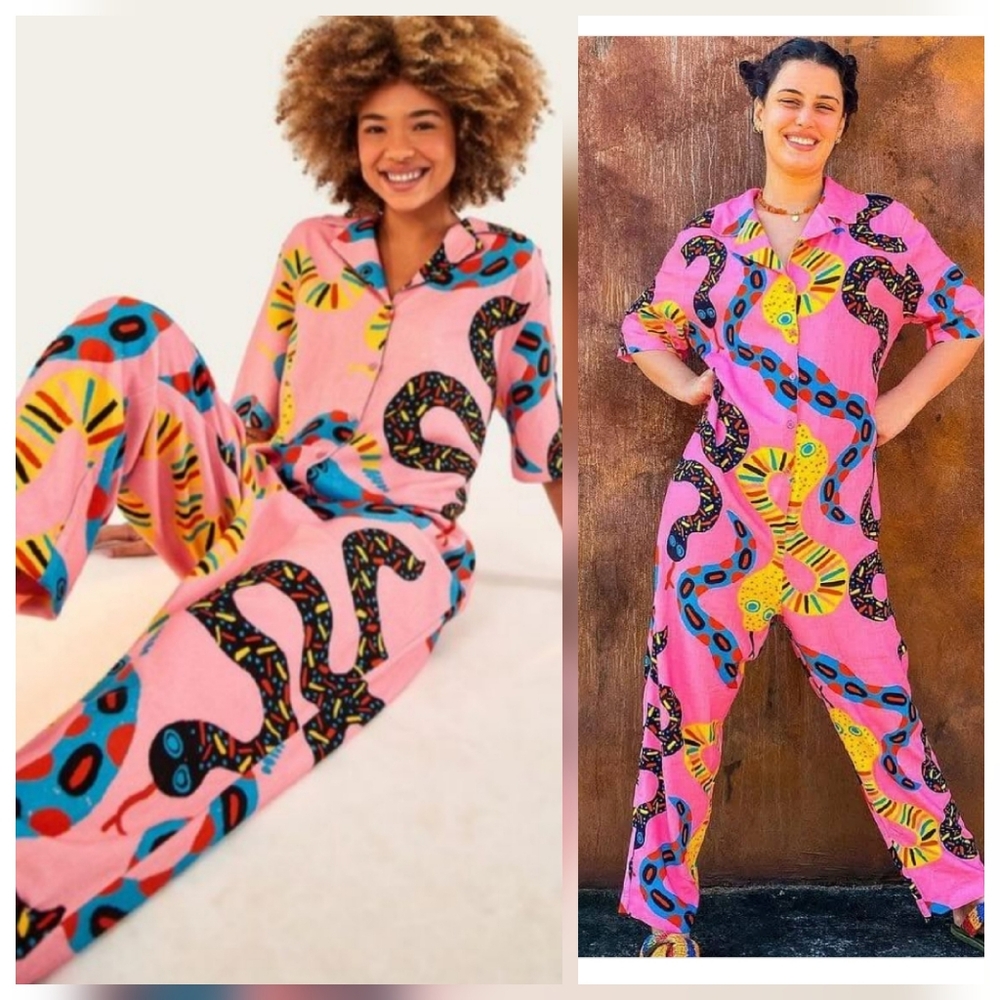 FARM Rio Pink and Black Vibrant Jumpsuit